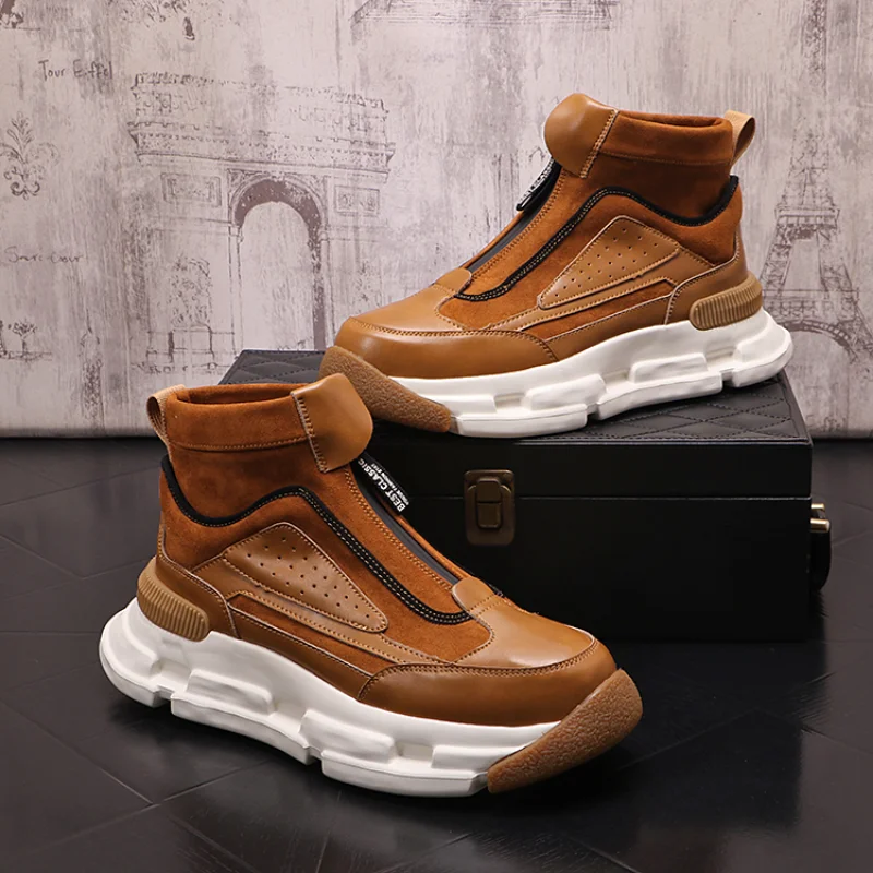 Male Ankle Boots Trend Design Men High Top Genuine Leather Casual Shoes Fashion Breathable Men Platform Sneakers Botines Hombre
Male Ankle Boots Trend Design Men High Top Genuine Leather Casual Shoes Fashion Breathable Men Platform Sneakers Botines Hombre