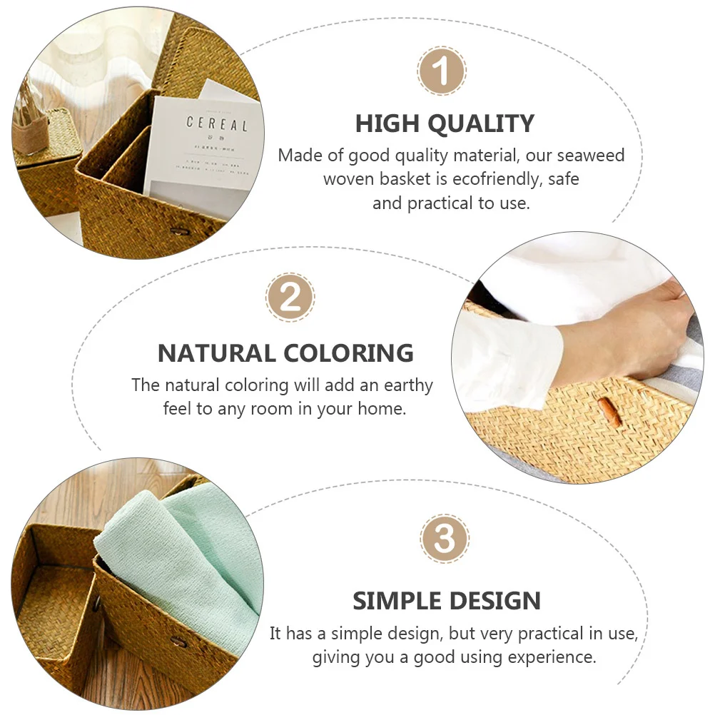 2Pcs Woven Storage Basket Natural Seaweed Storage Box Eco-Friendly Multifunctional Basket for Indoor Kitchen Bathroom
2Pcs Woven Storage Basket Natural Seaweed Storage Box Eco-Friendly Multifunctional Basket for Indoor Kitchen Bathroom