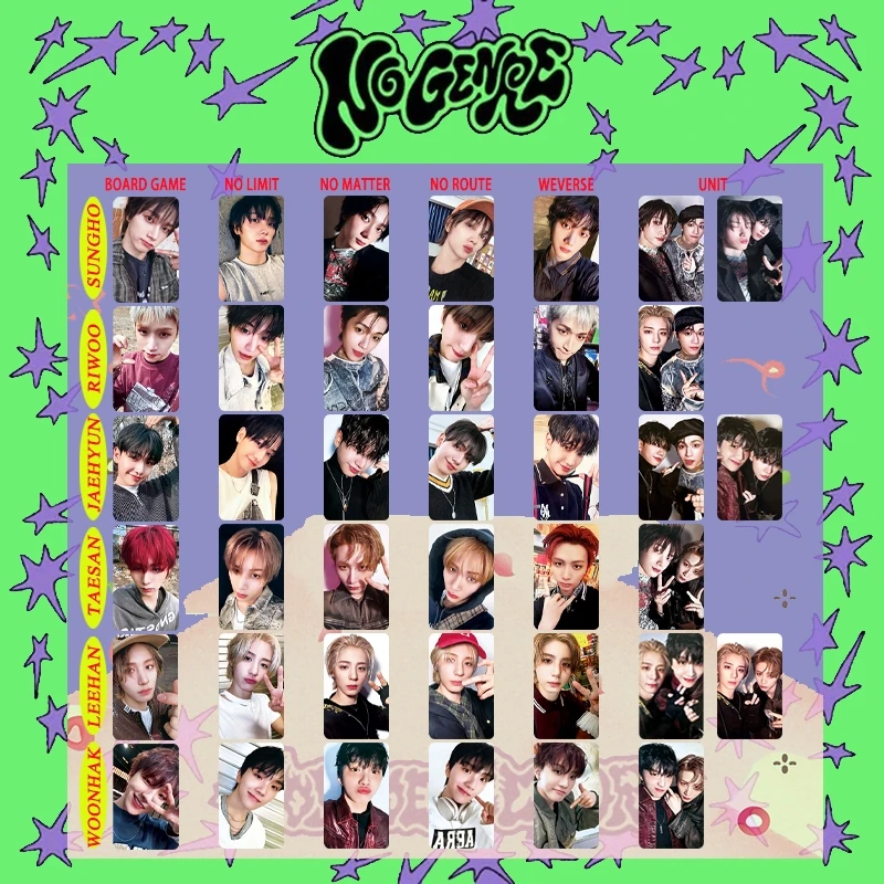 7 шт./компл. KPOP BOYNEXTDOOR NO GENRE альбом для членов селфи карты Woonhak Leehan Sungho Taesan фотокарты Jaehyun Riwoo подарки для фанатов
7 шт./компл. KPOP BOYNEXTDOOR NO GENRE альбом для членов селфи карты Woonhak Leehan Sungho Taesan фотокарты Jaehyun Riwoo подарки для фанатов
