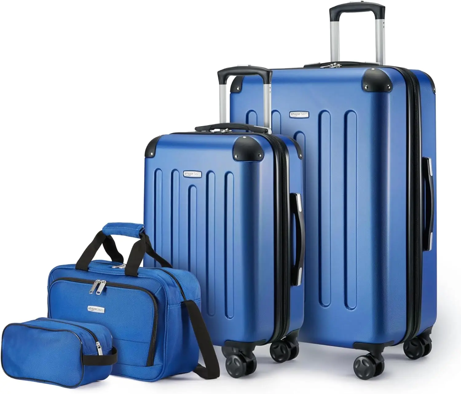 4-Piece Hardside Luggage Set with Spinner Wheels, Carry-On, Checked Suitcase, Tote Bag and Travel Case in Navy Blue
4-Piece Hardside Luggage Set with Spinner Wheels, Carry-On, Checked Suitcase, Tote Bag and Travel Case in Navy Blue