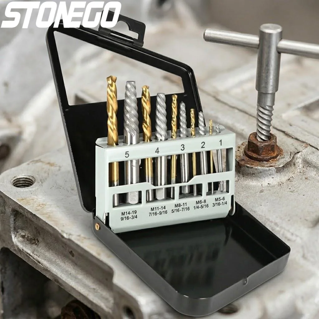 Left Hand Drill Bit Set 10 Pcs Cobalt Broken Bolt Screw Extractor Kit with Metal Case Professional Grade
Left Hand Drill Bit Set 10 Pcs Cobalt Broken Bolt Screw Extractor Kit with Metal Case Professional Grade