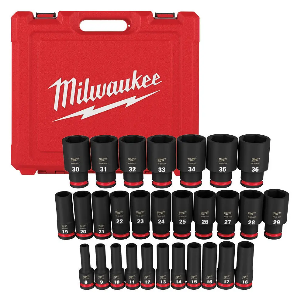 Milwaukee 49-66-7015 SHOCKWAVE 1/2 inch Drive Metric 6-point impact socket set-
Milwaukee 49-66-7015 SHOCKWAVE 1/2 inch Drive Metric 6-point impact socket set-