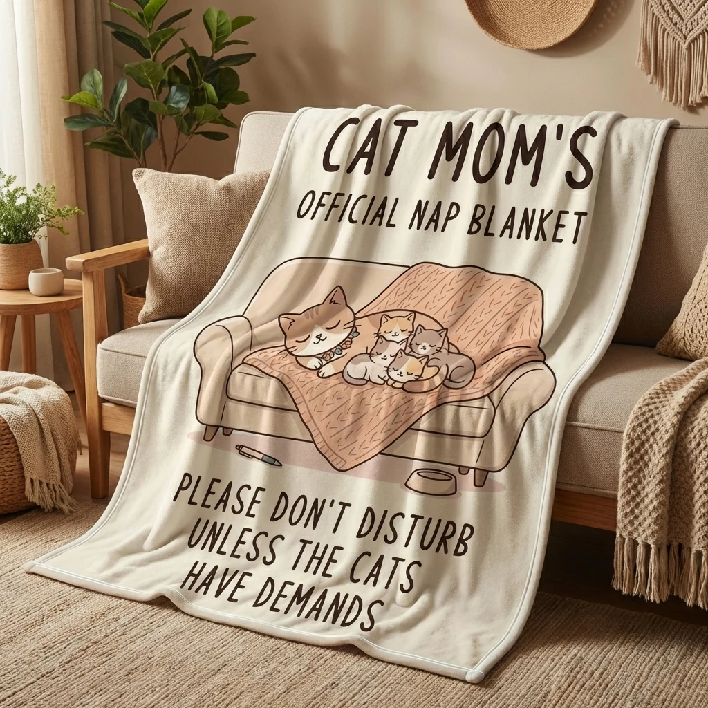 Cute Cat Mom Print Flannel Throw Blanket Funny Official Nap Blanket for Cat Lovers Cozy Lightweight Blanket for Sofa Bed Office
Cute Cat Mom Print Flannel Throw Blanket Funny Official Nap Blanket for Cat Lovers Cozy Lightweight Blanket for Sofa Bed Office