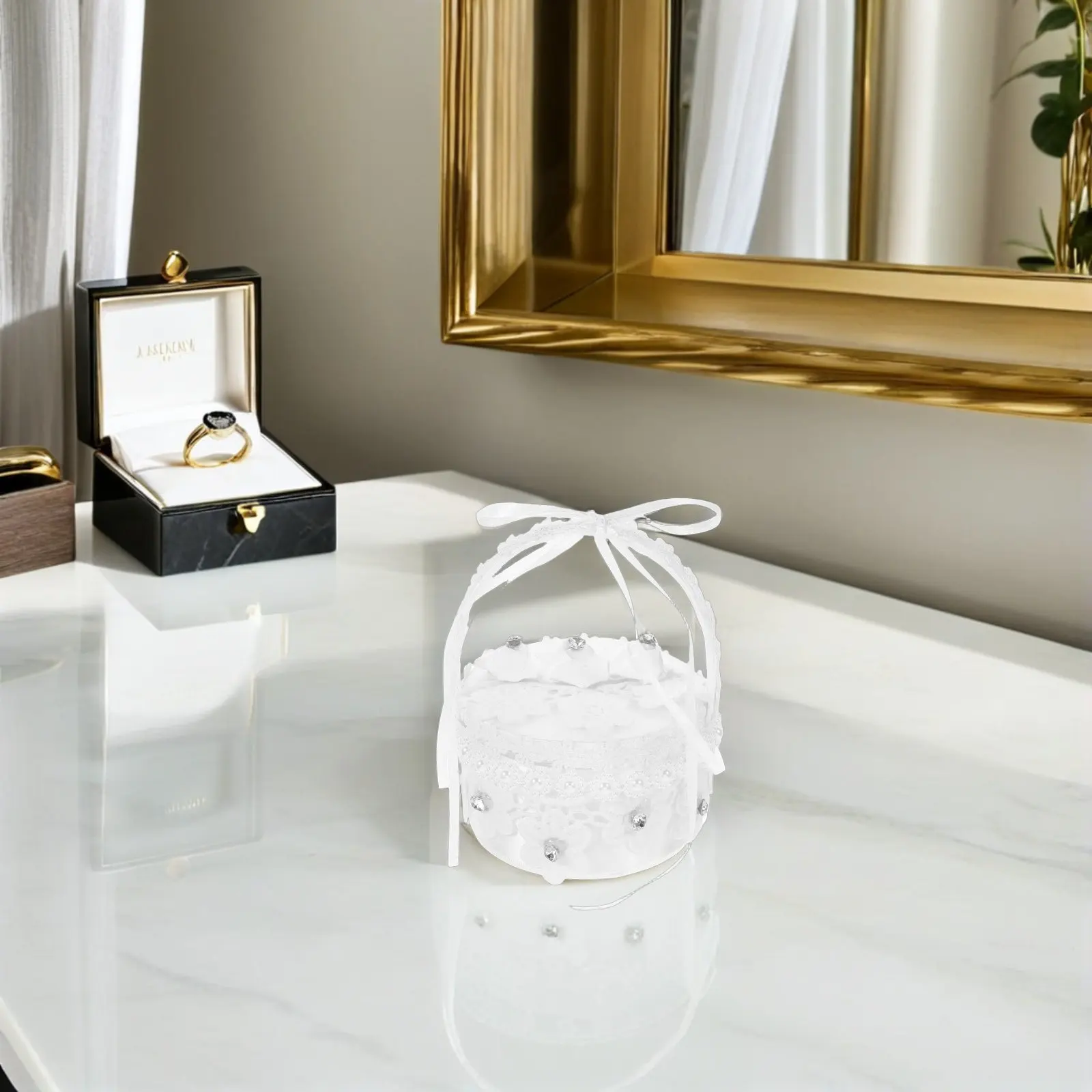 Elegant Satin Lace Ring Bearer Box Compact Portable Wedding Ring Holder Case for Flower Romantic Jewelry Storage
Elegant Satin Lace Ring Bearer Box Compact Portable Wedding Ring Holder Case for Flower Romantic Jewelry Storage