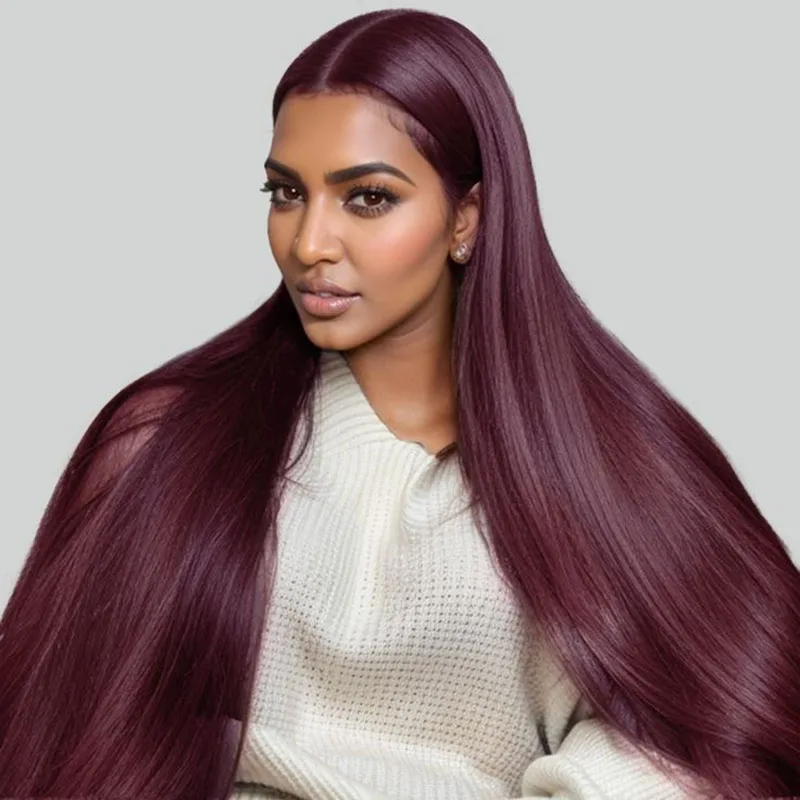 Straight Hair Wig 99J Dark Red 13x4 Transparent Lace Front Wig Pre-Plucked 100% Human Hair Wig 180 Density For Women
Straight Hair Wig 99J Dark Red 13x4 Transparent Lace Front Wig Pre-Plucked 100% Human Hair Wig 180 Density For Women