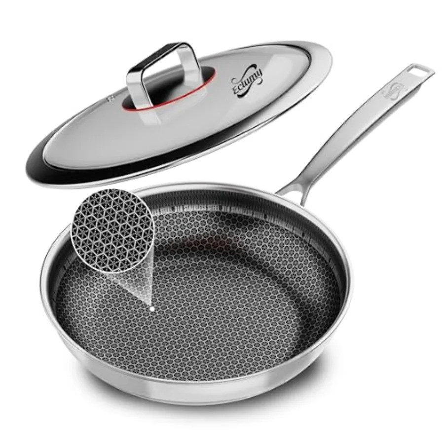 Non Stick Frying Pans Stainless Steel, 12 Inch with Lid, Induction Pan Compatible, Dishwasher Oven Safe, PFOA Free Cooking Pan
Non Stick Frying Pans Stainless Steel, 12 Inch with Lid, Induction Pan Compatible, Dishwasher Oven Safe, PFOA Free Cooking Pan