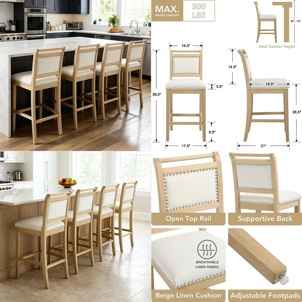 LEAF Counter Height Bar Stool Set of 4 Woven Rattan Counter Stool Bar Chairs Outdoor Barstool for Patio Island Lawn Kitchen Cha
LEAF Counter Height Bar Stool Set of 4 Woven Rattan Counter Stool Bar Chairs Outdoor Barstool for Patio Island Lawn Kitchen Cha