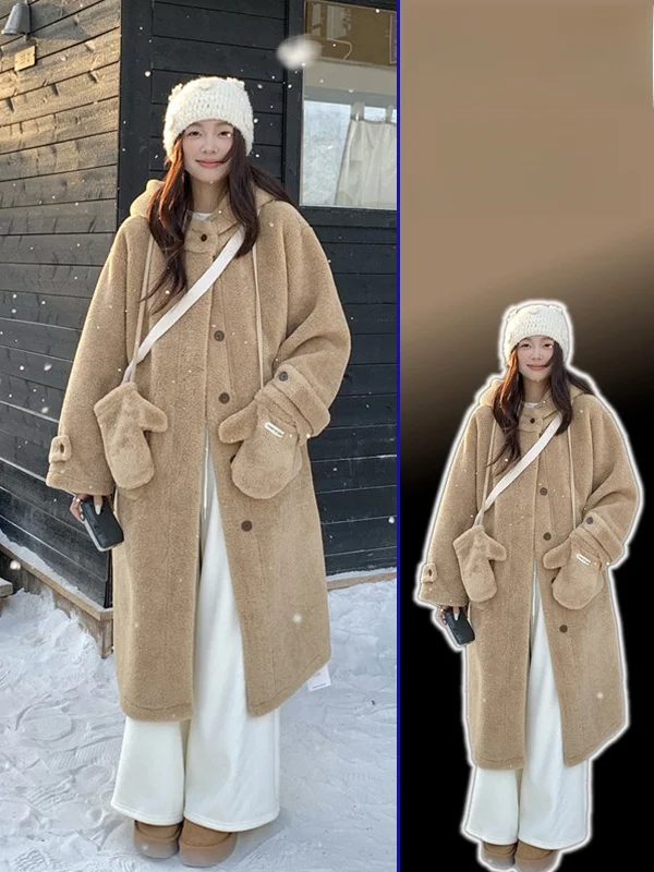 plus Size Women's Hooded eepskin Jaet Korean Sle Long Coat Warm Sli Gentle Faionable Winter Outerwear Coat
plus Size Women's Hooded eepskin Jaet Korean Sle Long Coat Warm Sli Gentle Faionable Winter Outerwear Coat