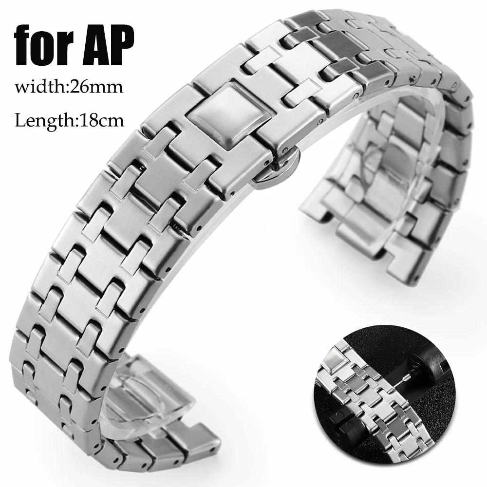 904L Stainless Steel Watch Band for AP 15400 Audemars Piguet Royal Oak GA2100 2110 Strap Men Silver Waterproof Bracelet 26mm
904L Stainless Steel Watch Band for AP 15400 Audemars Piguet Royal Oak GA2100 2110 Strap Men Silver Waterproof Bracelet 26mm