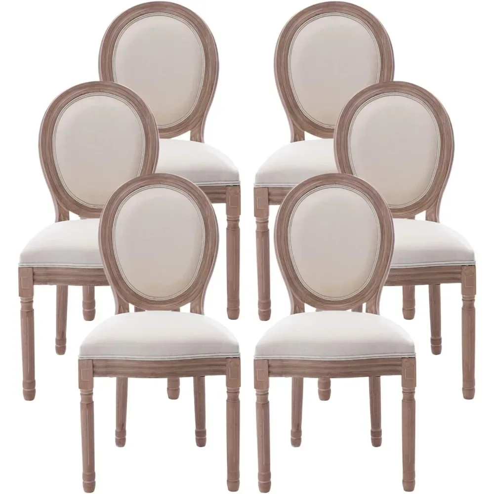 Dining Chairs Set of 6, French Country, Vintage Farmhouse Dining Chairs with Round Back, Solid Wood Beige Fabric
Dining Chairs Set of 6, French Country, Vintage Farmhouse Dining Chairs with Round Back, Solid Wood Beige Fabric