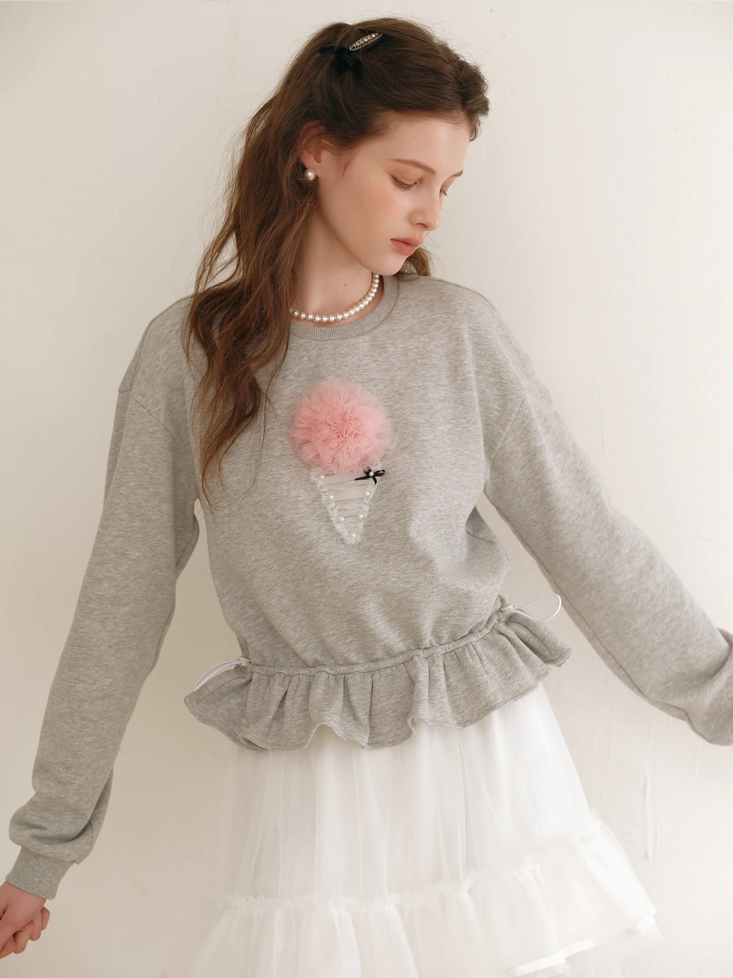 Grey Sweatshirt Women's Decorative Lace up Waist Hem Super Cute 3D Mesh Sweet Cone Top Standard Fit Commute Style Long Sleeve
Grey Sweatshirt Women's Decorative Lace up Waist Hem Super Cute 3D Mesh Sweet Cone Top Standard Fit Commute Style Long Sleeve