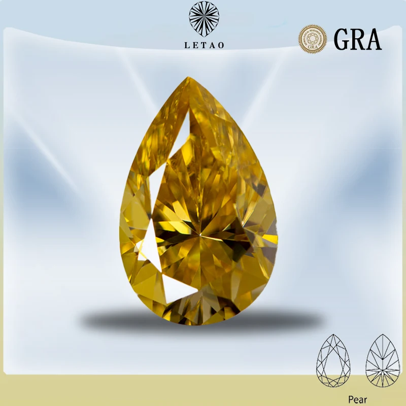Moissanite Stone Lemon Yellow Colour Pear Cut Lab Created Diamond Jewelry Making Materials with GRA Certificate
Moissanite Stone Lemon Yellow Colour Pear Cut Lab Created Diamond Jewelry Making Materials with GRA Certificate