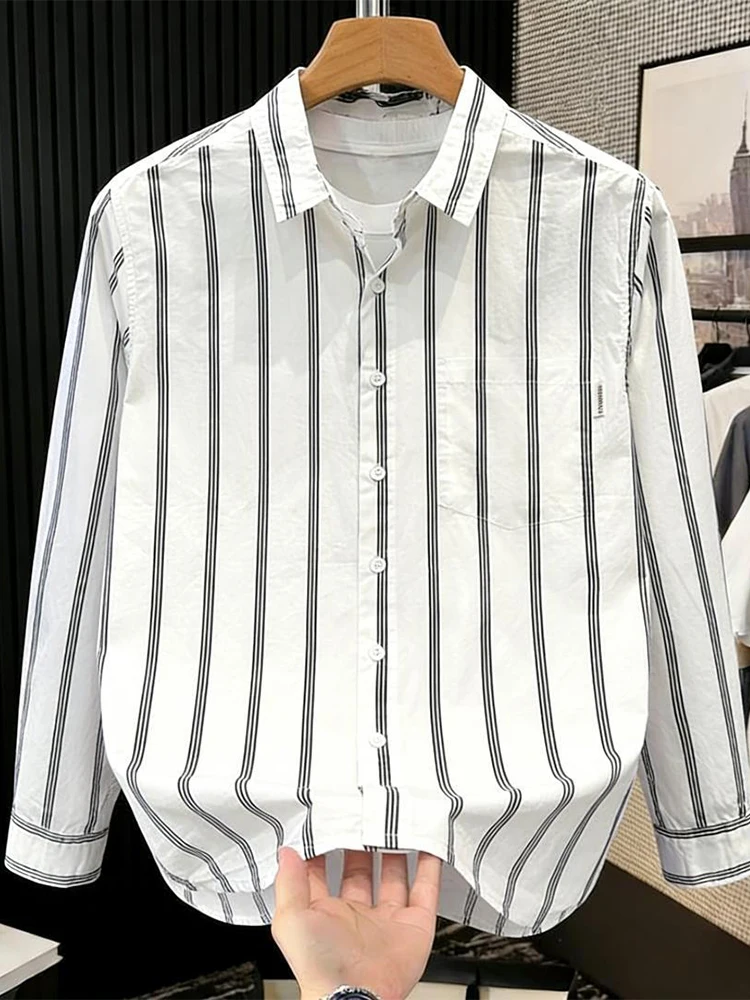 Men's Fashionable Long Sleeve Shirt Summer Casual Stripe Pattern Turn-down Collar Top High-end Business Casual Outerwear
Men's Fashionable Long Sleeve Shirt Summer Casual Stripe Pattern Turn-down Collar Top High-end Business Casual Outerwear