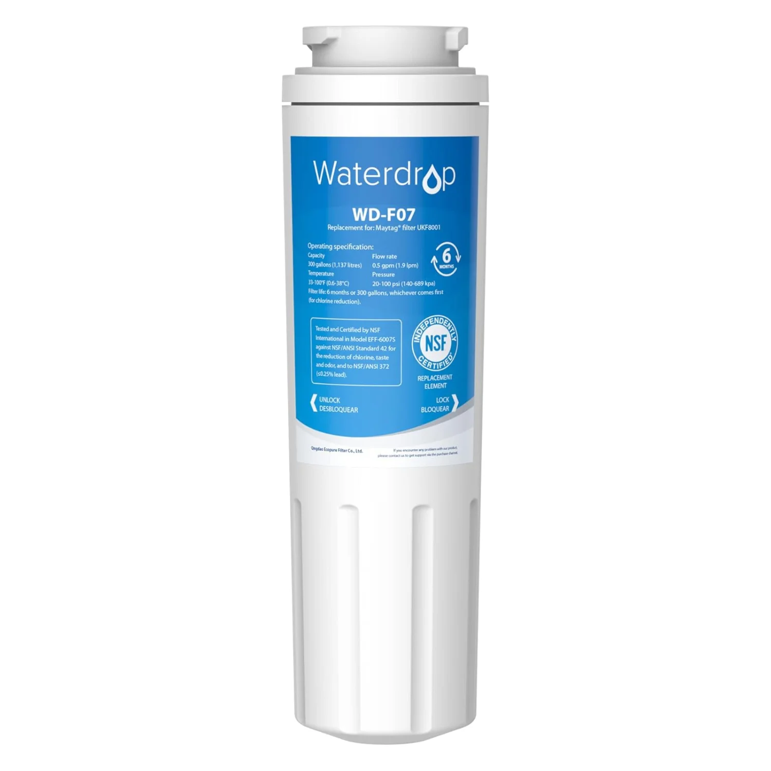 Waterdrop UKF8001 Refrigerator Water Filter, Replacement for Whirlpool® EDR4RXD1, EveryDrop® Filter 4, WD-F07
Waterdrop UKF8001 Refrigerator Water Filter, Replacement for Whirlpool® EDR4RXD1, EveryDrop® Filter 4, WD-F07