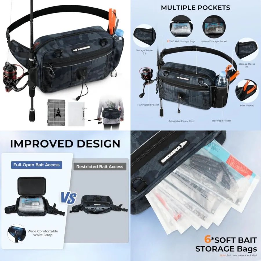 BaitSpace Waist Bag Waterproof Tackle Storage Bag With Adjustable Belt, Fishing Fanny Pack for Men, Soft Bait Organizer, 3600 U
BaitSpace Waist Bag Waterproof Tackle Storage Bag With Adjustable Belt, Fishing Fanny Pack for Men, Soft Bait Organizer, 3600 U