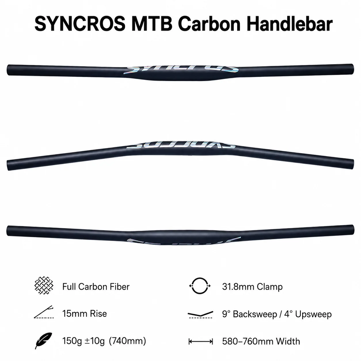 Syncros Handlebar Carbon Fiber Bicycle Handlebars MTB Bike Handlebars 31.8mm Flat Handle Bar 9 Degrees Width 580mm -760mm
Syncros Handlebar Carbon Fiber Bicycle Handlebars MTB Bike Handlebars 31.8mm Flat Handle Bar 9 Degrees Width 580mm -760mm