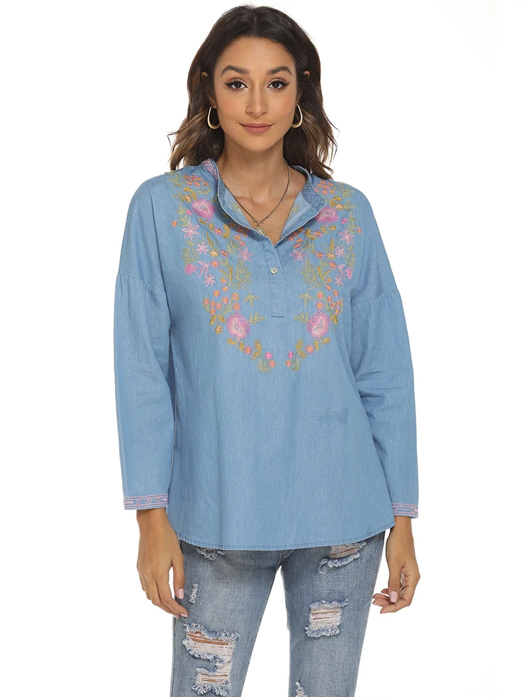 KHALEE YOSE Boho Embroidery Blouses Shirt Blue Flroal Boho Vintage Chic Blouse Spring Summer Blouse Women 2 3xl Ethnic Shirts
KHALEE YOSE Boho Embroidery Blouses Shirt Blue Flroal Boho Vintage Chic Blouse Spring Summer Blouse Women 2 3xl Ethnic Shirts