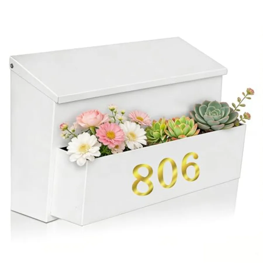 Wall Mount Mailbox, Large Capacity for House, Outside, with 3 Sets of 0-9 Number Stickers and Flower Planter, Galvanized Steel
Wall Mount Mailbox, Large Capacity for House, Outside, with 3 Sets of 0-9 Number Stickers and Flower Planter, Galvanized Steel