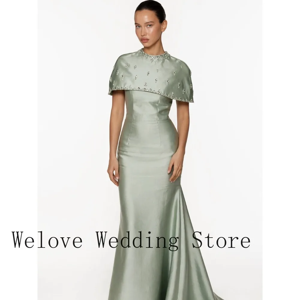 Customized Sage Green Satin Capelet Beaded Mermaid Formal Evening Mother of the Bride Maxi Dress Plus Size Prom Dress
Customized Sage Green Satin Capelet Beaded Mermaid Formal Evening Mother of the Bride Maxi Dress Plus Size Prom Dress