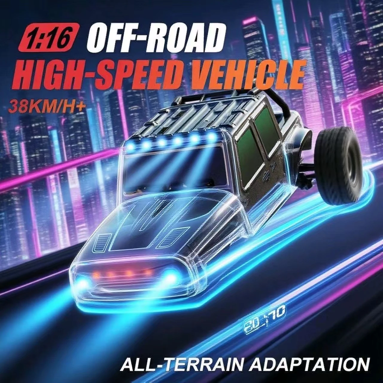 1:16 Scale RC Car - High Speed 4WD Off Road Truck with LED Lights, Electric Remote Control, Drift, Kids Gift SCY-16103
1:16 Scale RC Car - High Speed 4WD Off Road Truck with LED Lights, Electric Remote Control, Drift, Kids Gift SCY-16103