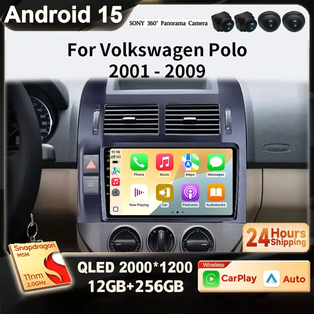 For Volkswagen Polo Mk4 2001 - 2011 Android 15 Radio Carplay Car Multimedia Player Autoradio Navigation Stereo 4G Wifi DSP RDS
For Volkswagen Polo Mk4 2001 - 2011 Android 15 Radio Carplay Car Multimedia Player Autoradio Navigation Stereo 4G Wifi DSP RDS