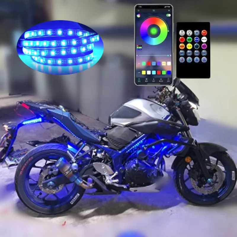 Universal LED Car Motorcycle Decorative Ambient Lamp 5050 SMD APP Sound Control RGB Moto Atmosphere Light Moto Strip Lamp Kit
Universal LED Car Motorcycle Decorative Ambient Lamp 5050 SMD APP Sound Control RGB Moto Atmosphere Light Moto Strip Lamp Kit