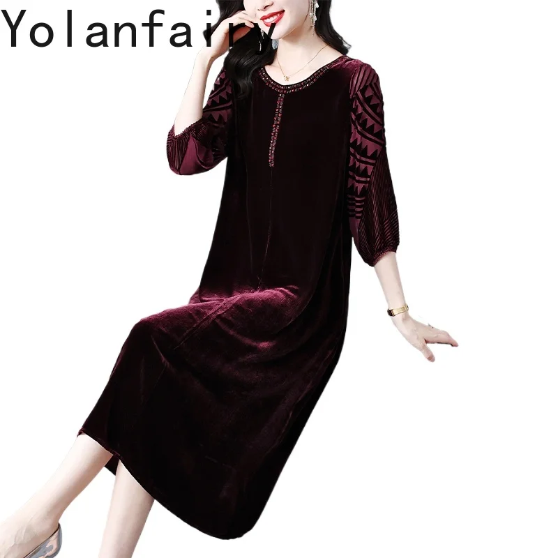 YOLANFAIRY High-end Real Silk Velvet Dresses for Woman Autumn Loose Vintage Dress Women Clothing O-neck Elegant Women's Dresses
YOLANFAIRY High-end Real Silk Velvet Dresses for Woman Autumn Loose Vintage Dress Women Clothing O-neck Elegant Women's Dresses