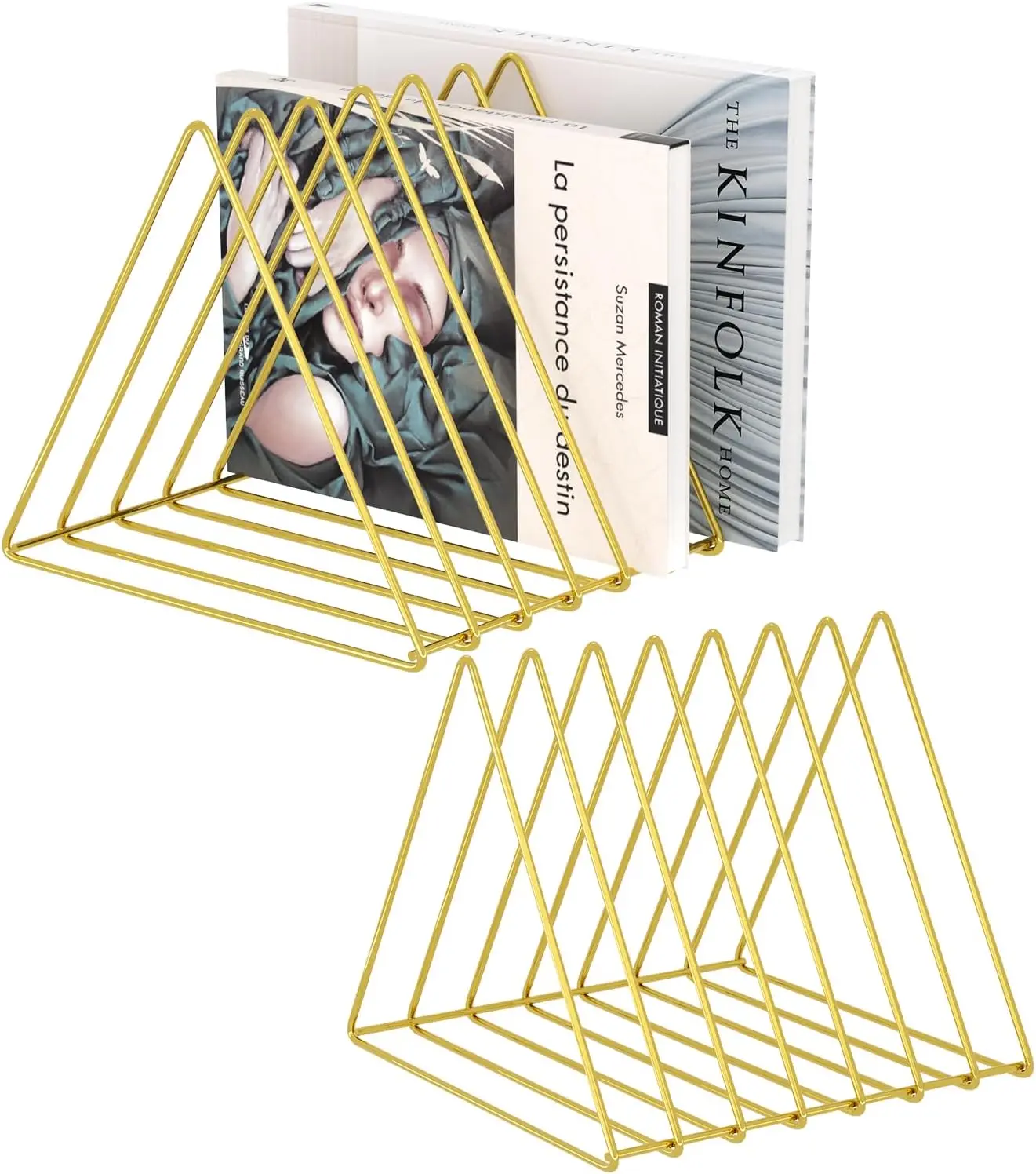 Gold Triangle Desk Organizer with 7 Sections, Metal Wire Magazine Holder for Office Storage - Pack of 2
Gold Triangle Desk Organizer with 7 Sections, Metal Wire Magazine Holder for Office Storage - Pack of 2