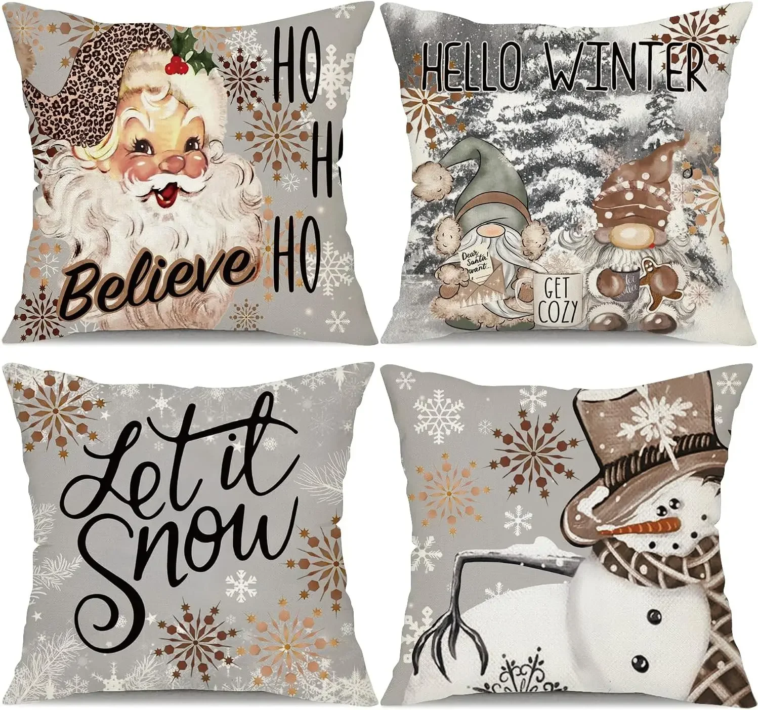 Farmhouse Christmas Pillow Covers 18x18 Set of 4 Snowflake Christmas Tree Gnomes Rustic Winter Throw Pillow Let it Snow Holiday
Farmhouse Christmas Pillow Covers 18x18 Set of 4 Snowflake Christmas Tree Gnomes Rustic Winter Throw Pillow Let it Snow Holiday
