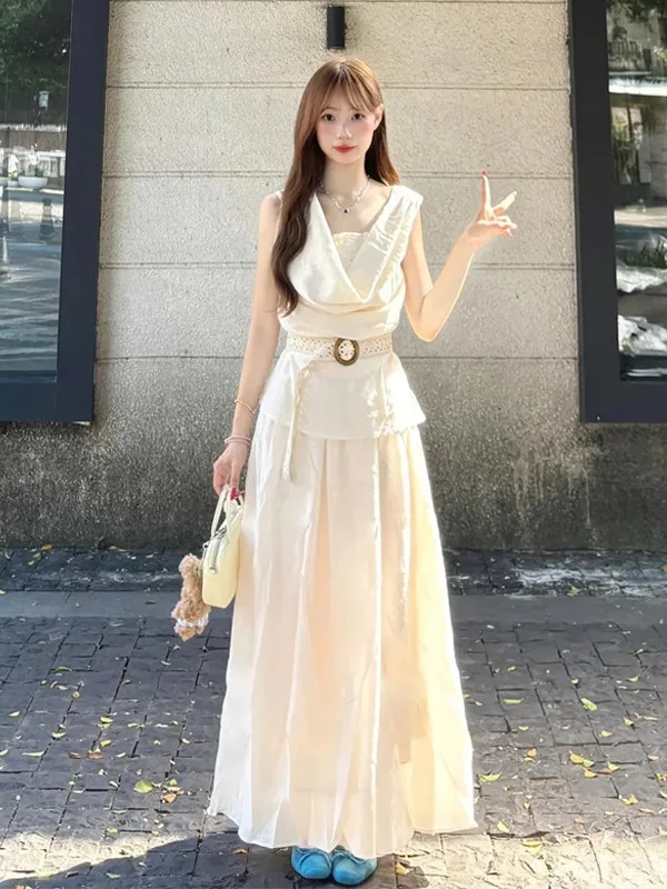 Fashionable Pure Desire Style Sleeveless Vest High Waist A-Line Skirt Two-Piece Set Summer New Arrival Commute Style
Fashionable Pure Desire Style Sleeveless Vest High Waist A-Line Skirt Two-Piece Set Summer New Arrival Commute Style