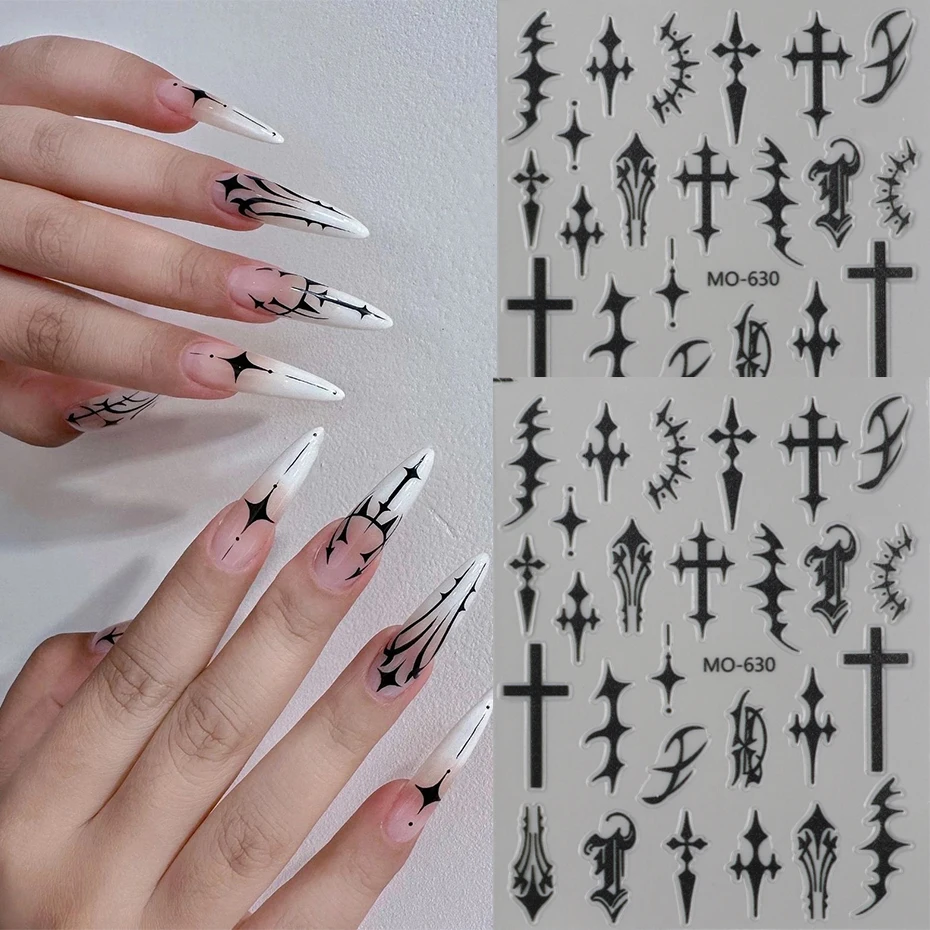 2pcs Dark Black Cross Nail Stickers Premium Gothic Horror Designs Embossed 3D Self-Adhesive Decal Halloween Manicure Supplies
2pcs Dark Black Cross Nail Stickers Premium Gothic Horror Designs Embossed 3D Self-Adhesive Decal Halloween Manicure Supplies