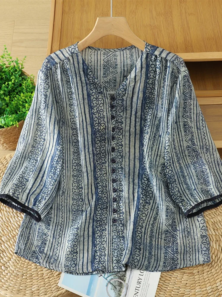 Loose Fit Tie Dye Print Linen Shirt Women Summer Slim V Neck Seven Sleeve Breathable Sun Protection Open Cardigan Top
Loose Fit Tie Dye Print Linen Shirt Women Summer Slim V Neck Seven Sleeve Breathable Sun Protection Open Cardigan Top