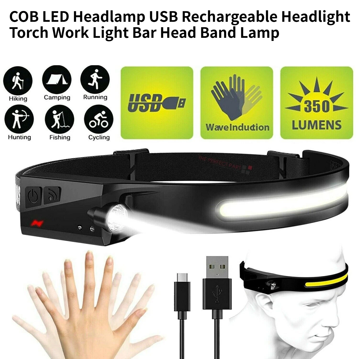 COB LED Headlamp USB Rechargeable Headlight Torch Work Light Bar Head Band Lamp
COB LED Headlamp USB Rechargeable Headlight Torch Work Light Bar Head Band Lamp