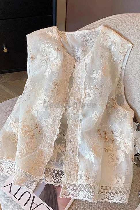 2025 shining sequin embroidery chinese style vest sweet romantic lace vest dainty pearl disc buckle gentle temperament waistcoat
2025 shining sequin embroidery chinese style vest sweet romantic lace vest dainty pearl disc buckle gentle temperament waistcoat