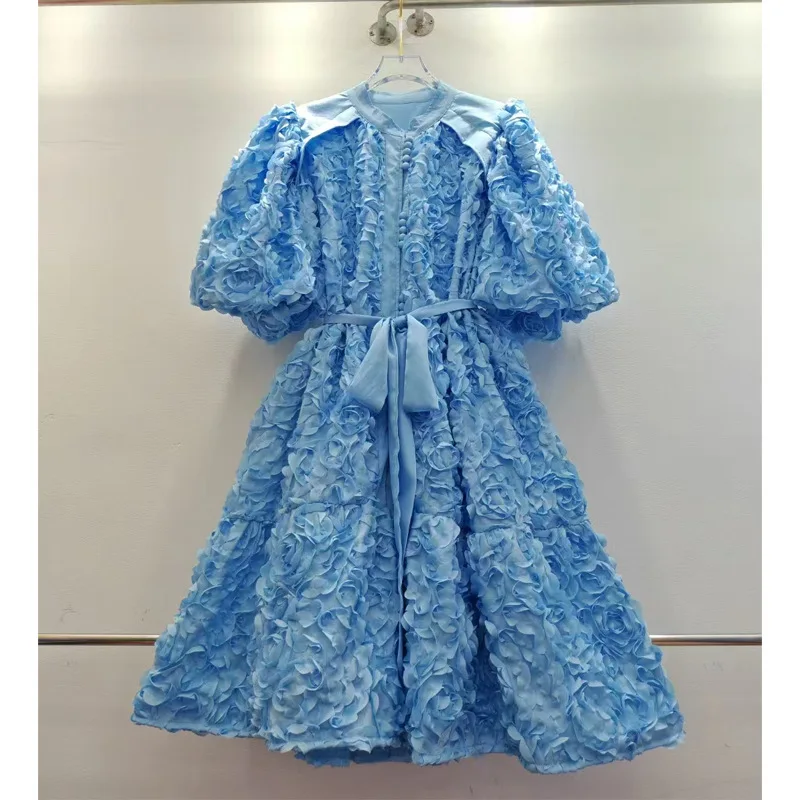 Nomikuma Palace Style Dress 2025 Summer Round Neck Short Sleeved Single Breasted Chic Three-dimensional Flower Dresses
Nomikuma Palace Style Dress 2025 Summer Round Neck Short Sleeved Single Breasted Chic Three-dimensional Flower Dresses