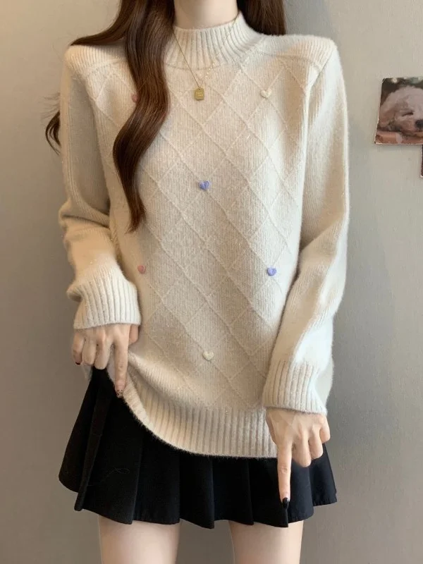 Korean Style Soft Cozy Half High Neck Long Sleeve Knitted Sweater Women's plus Size Autumn Winter Bottoming Shirt Top
Korean Style Soft Cozy Half High Neck Long Sleeve Knitted Sweater Women's plus Size Autumn Winter Bottoming Shirt Top