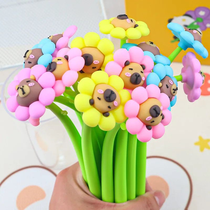 10 шт./лот, милая силиконовая гелевая ручка в форме цветка, 0,5 мм, черные нейтральные ручки, мультяшная панда, капибара, студенческие письменные принадлежности
10 шт./лот, милая силиконовая гелевая ручка в форме цветка, 0,5 мм, черные нейтральные ручки, мультяшная панда, капибара, студенческие письменные принадлежности