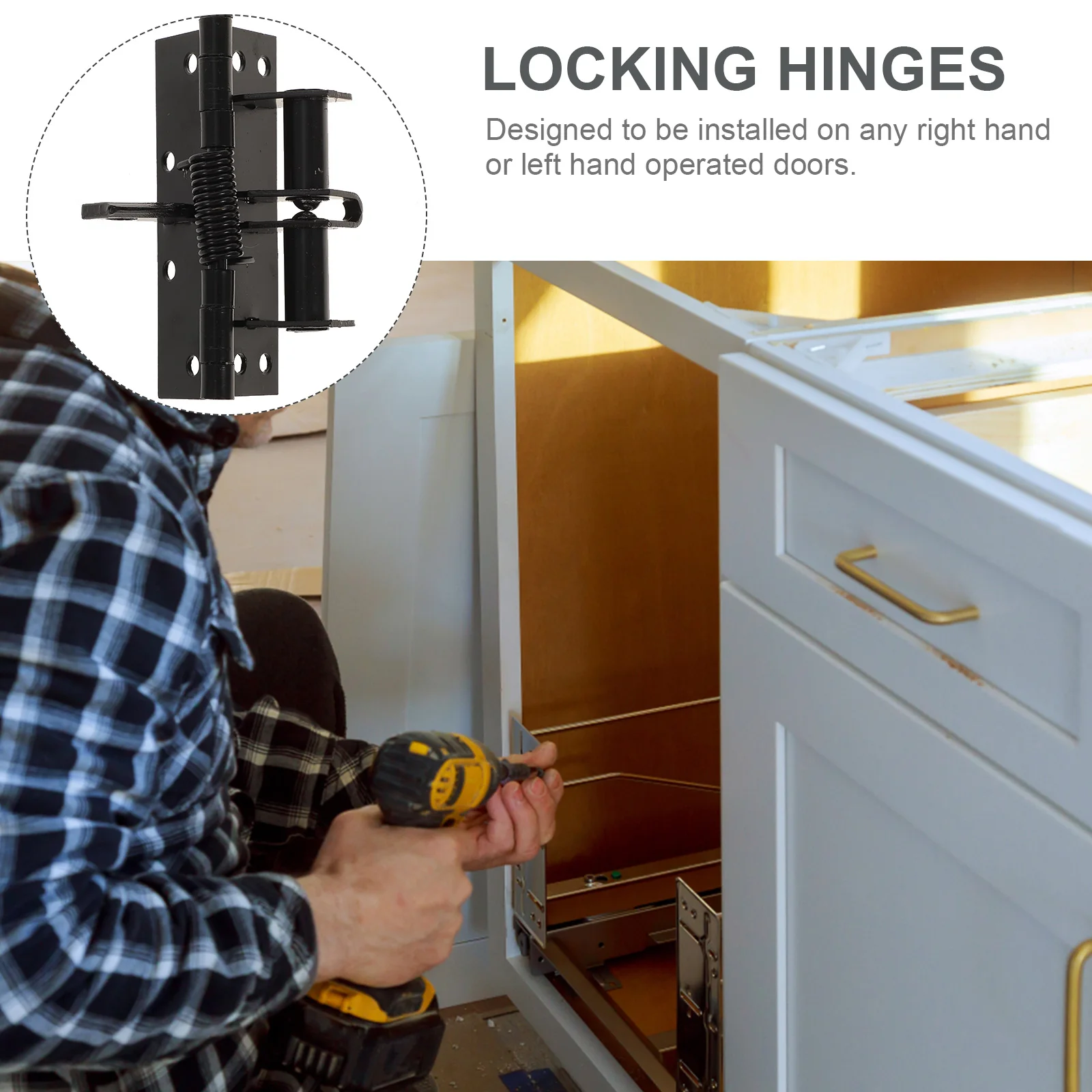 Heavy Duty 90 Degree Positioning Auto Closing Locking Hinge Spring Loaded For Bedroom Office Kitchen Door Garage Hinges Exterior 
Heavy Duty 90 Degree Positioning Auto Closing Locking Hinge Spring Loaded For Bedroom Office Kitchen Door Garage Hinges Exterior