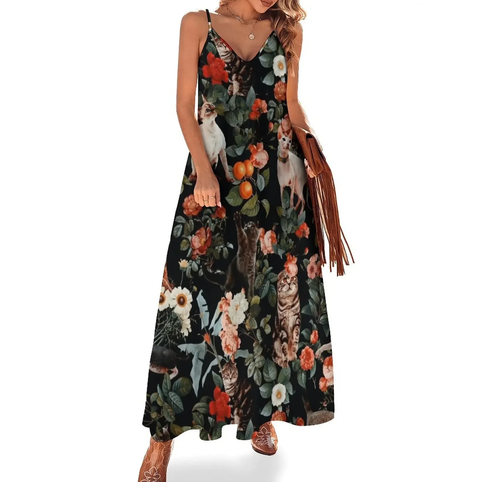 Floral and Cats Pattern Sleeveless Dress women party dresses Woman dresses Dress
Floral and Cats Pattern Sleeveless Dress women party dresses Woman dresses Dress
