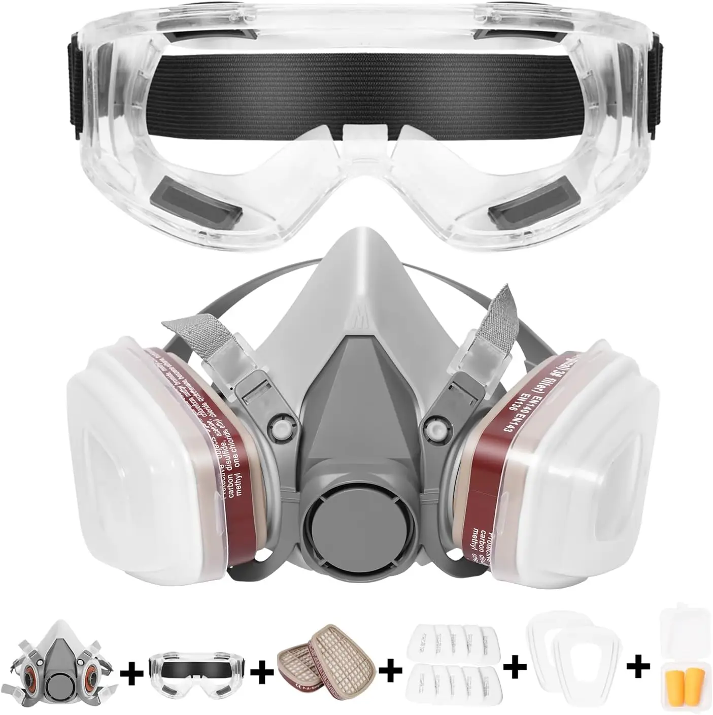 Respirator , Half Face Cover Gas with Safety Glasses Reusable Professional Breathing Protection, for Painting, Organic Vapor, W
Respirator , Half Face Cover Gas with Safety Glasses Reusable Professional Breathing Protection, for Painting, Organic Vapor, W