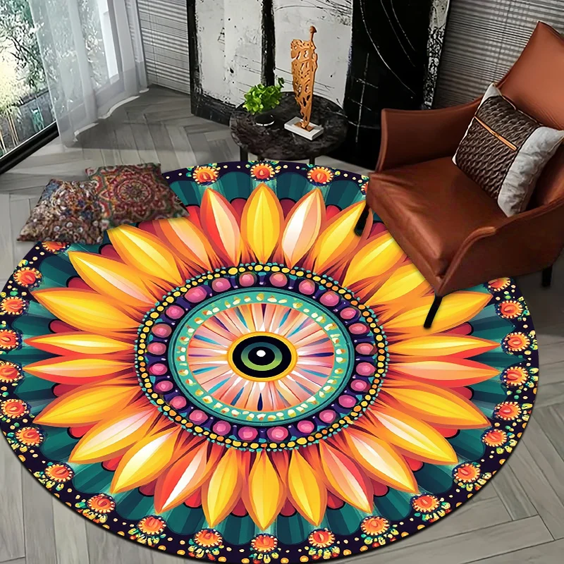 Sunflower Mandalas Art Flannel-printed round floor mats are slip-resistant Suitable living room bedroom terrace garden carpets
Sunflower Mandalas Art Flannel-printed round floor mats are slip-resistant Suitable living room bedroom terrace garden carpets