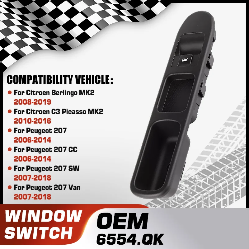 6554.QK For Citroen Berlingo Citroen C3 Picasso Opel Combo Cargo Life Peugeot 207 2006-2019 Front Right Car Power Window Switch
6554.QK For Citroen Berlingo Citroen C3 Picasso Opel Combo Cargo Life Peugeot 207 2006-2019 Front Right Car Power Window Switch