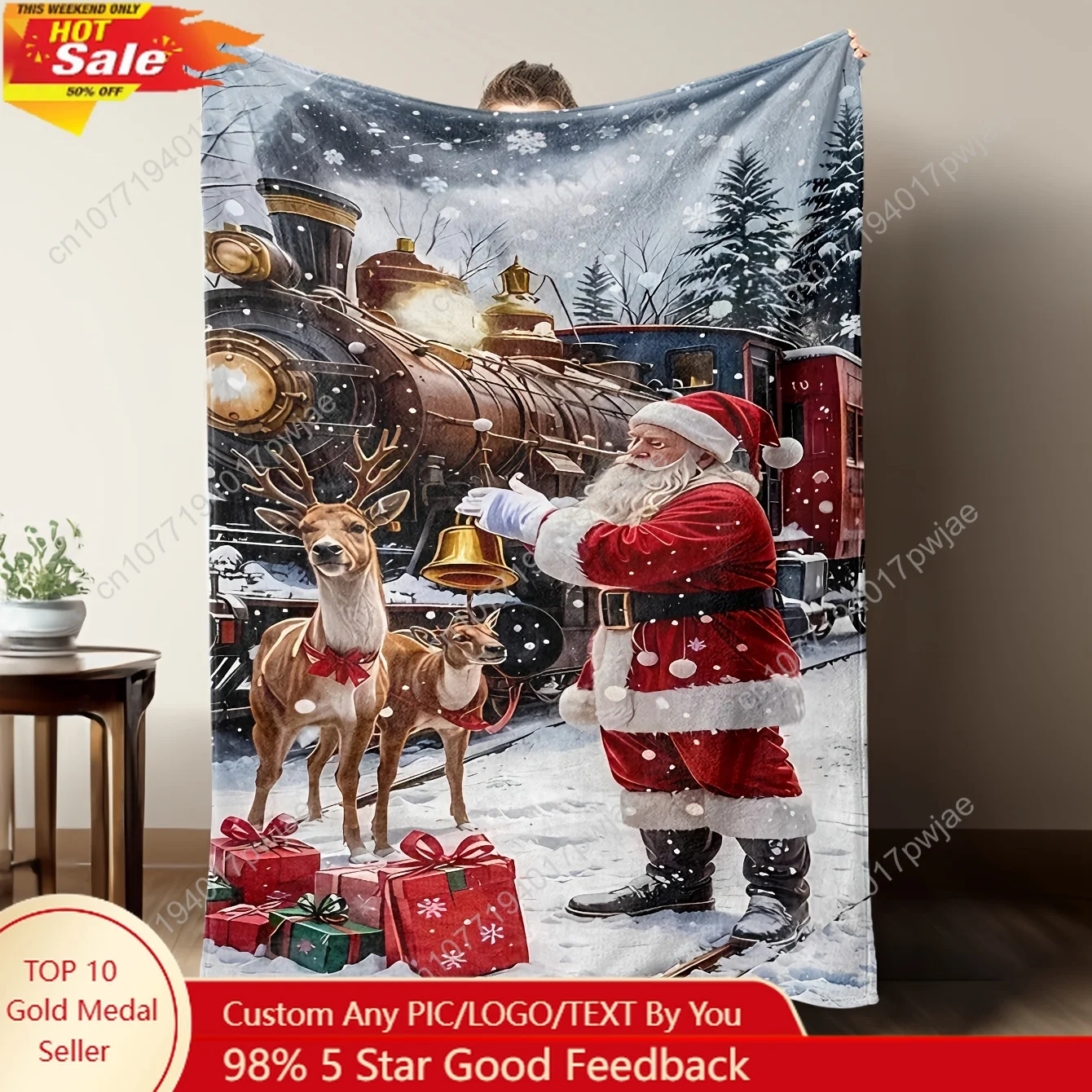 1pc Flannel Blanket Featuring a Scene with Santa Claus And Reindeer on a Train, Soft And Warm Cozy Throw for Sofa, Bed, Or Offic
1pc Flannel Blanket Featuring a Scene with Santa Claus And Reindeer on a Train, Soft And Warm Cozy Throw for Sofa, Bed, Or Offic