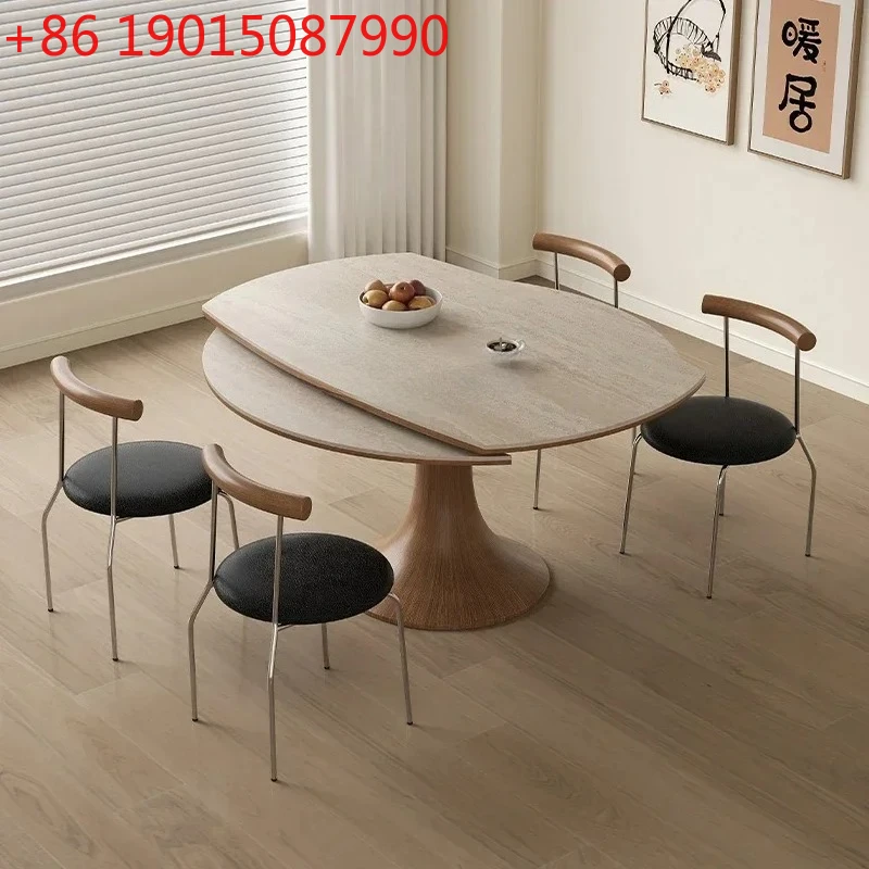 YH Travertine rock slab retractable dining table square becomes round dual-purpose folding household small apartment modern
YH Travertine rock slab retractable dining table square becomes round dual-purpose folding household small apartment modern