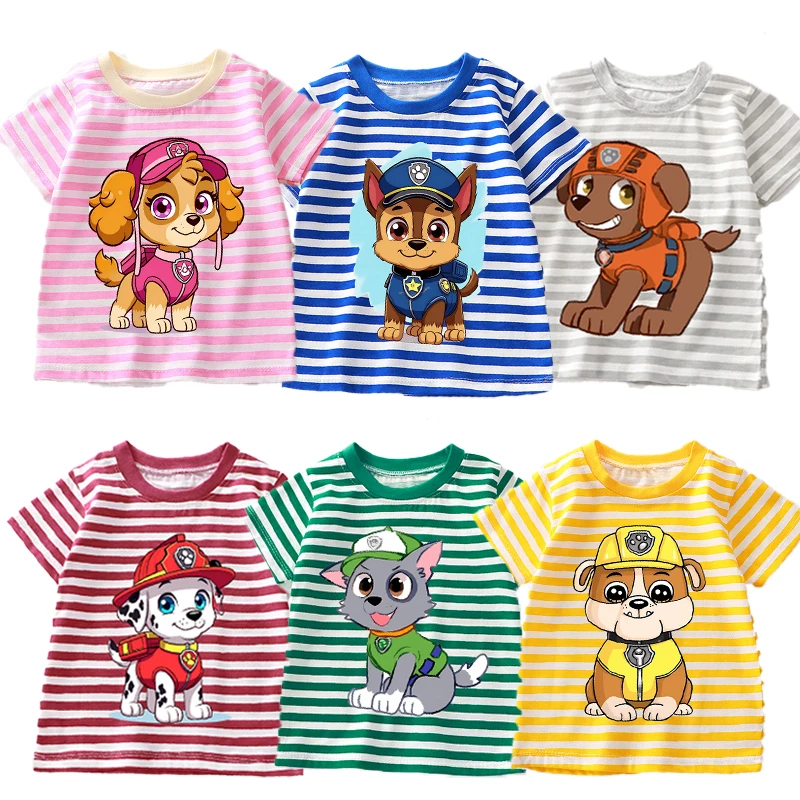 PAW Patrols Striped Short Sleeved Shirt Children T-shirt Girl Short Sleeves Kid Cute Tees Round Neck T Shirt Summer Clothes Gift
PAW Patrols Striped Short Sleeved Shirt Children T-shirt Girl Short Sleeves Kid Cute Tees Round Neck T Shirt Summer Clothes Gift