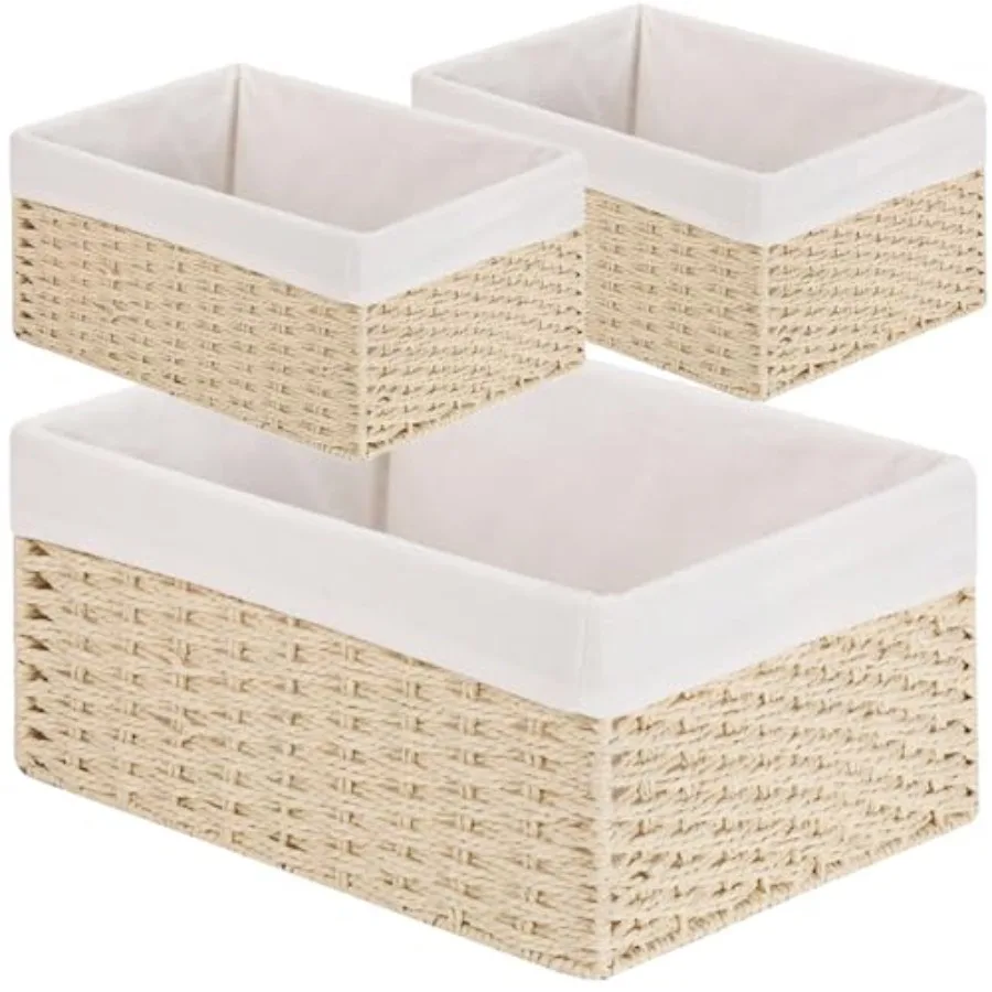 Wicker Basket, Set of 3 Hand-woven Storage Baskets for Organizing, Decorative Bathroom Wicker Storage Basket Bins with Handles,
Wicker Basket, Set of 3 Hand-woven Storage Baskets for Organizing, Decorative Bathroom Wicker Storage Basket Bins with Handles,