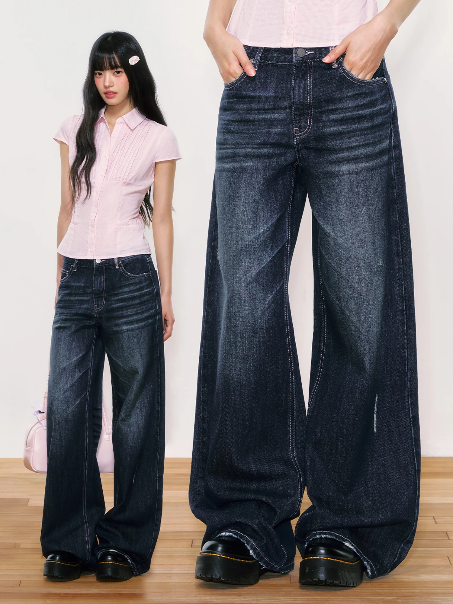 Wedhub корейские прямые джинсы цвета Blo, женские свободные повседневные брюки в темно-синюю полоску, осень 2025 г.
Wedhub корейские прямые джинсы цвета Blo, женские свободные повседневные брюки в темно-синюю полоску, осень 2025 г.