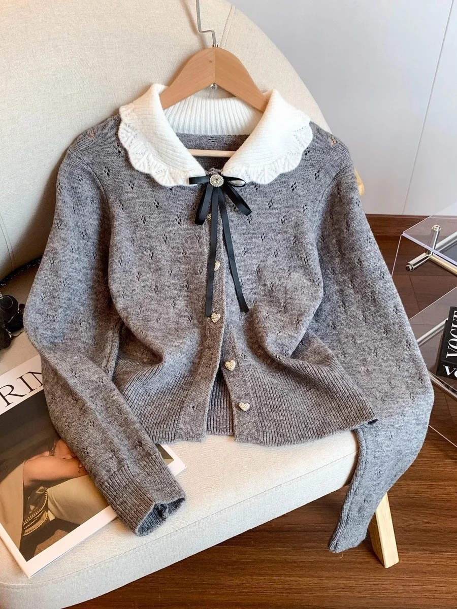 Sweet Style Knitted Short Cardigan Women's Fashion Autumn Winter New College Style Color Block Versatile Knot Doll ...
Sweet Style Knitted Short Cardigan Women's Fashion Autumn Winter New College Style Color Block Versatile Knot Doll ...