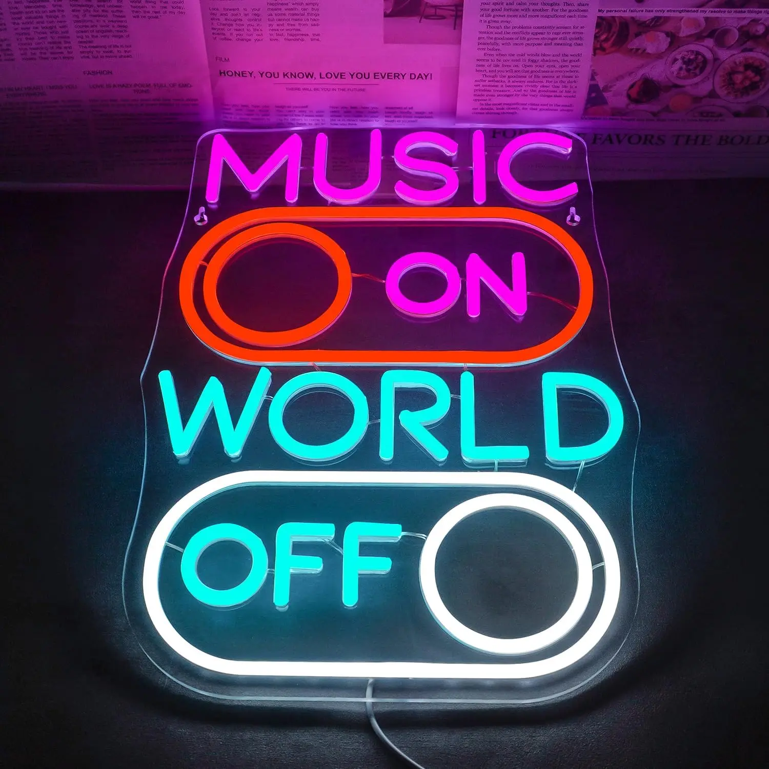 Music World Neon Sign LED Neon Lights for Wall Decor Neon Sign Light up Sign for Music Studio, Bar, Club, Party, or gift.
Music World Neon Sign LED Neon Lights for Wall Decor Neon Sign Light up Sign for Music Studio, Bar, Club, Party, or gift.