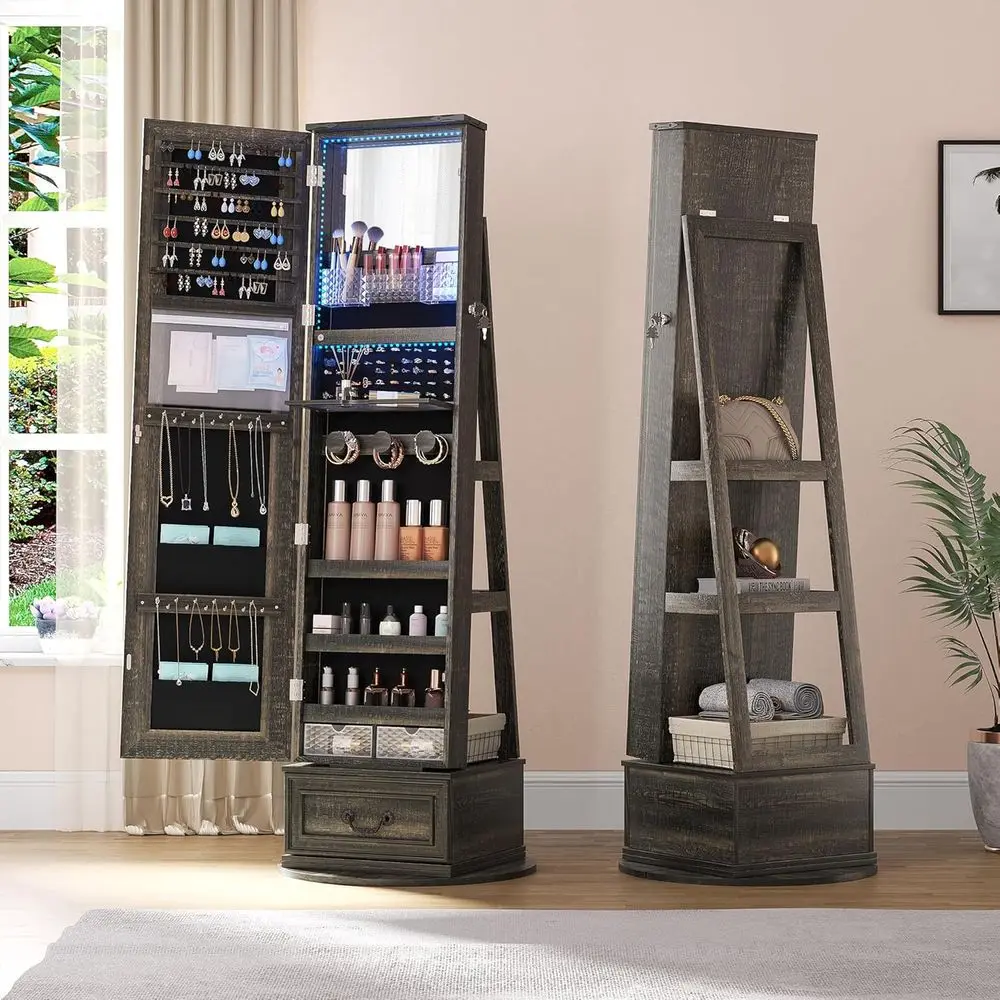 360° Swivel Makeup Organizer with Full Length Mirror and Lights, Standing Cabinet for Large Storage of Jewelry and Makeup, Ideal
360° Swivel Makeup Organizer with Full Length Mirror and Lights, Standing Cabinet for Large Storage of Jewelry and Makeup, Ideal